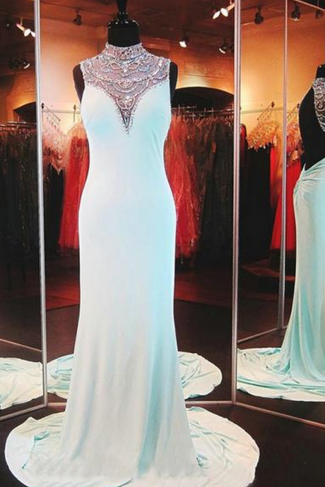 Prom Dresses,evening Dress,beautiful Sleeveless Chiffon Backlesslong Prom Dress, Evening Dresses