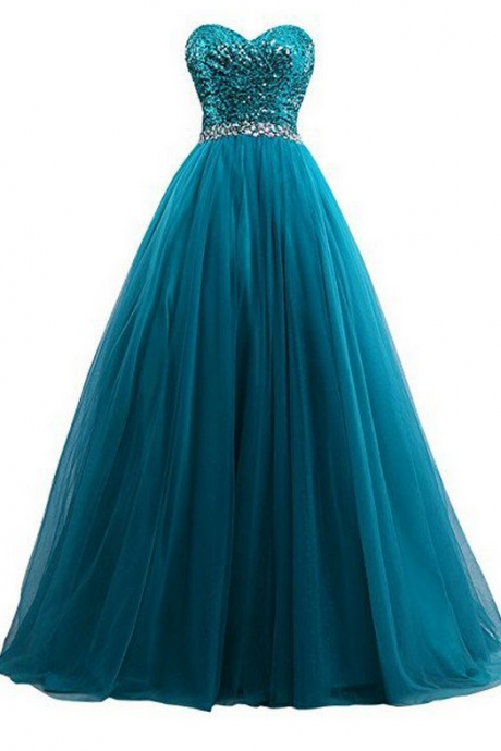 Prom Dresses,evening Dress,sexy Tulle Sequin Ball Gown Prom Dresses, Evening Gown