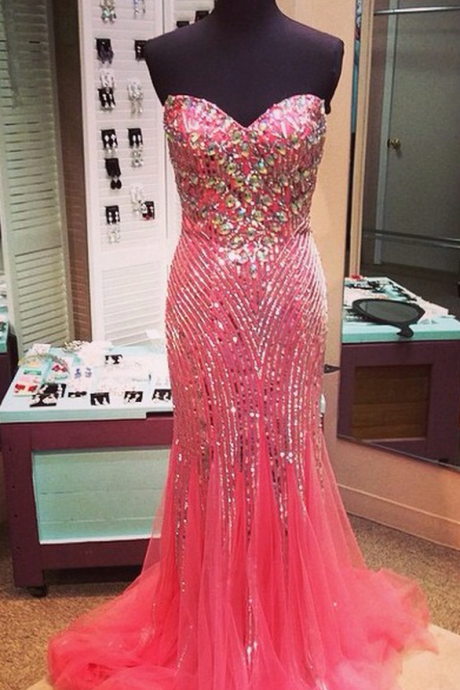 Prom Dresses,Evening Dress,Party Dresses,Prom Dresses,Prom Gown,Pink Prom Dresses,Sparkle Evening Gowns,Mermaid Formal Dresses,