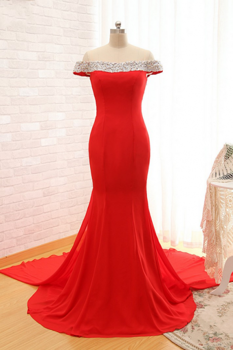 red prom dresses,mermaid prom dresses,boat neck prom dresses,Chiffon prom dresses,sexy prom dresses,