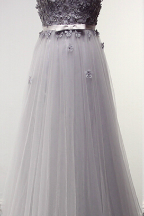Sexy Long Tulle Prom Dresses, Appliques Party Dresses, Evening Dresses