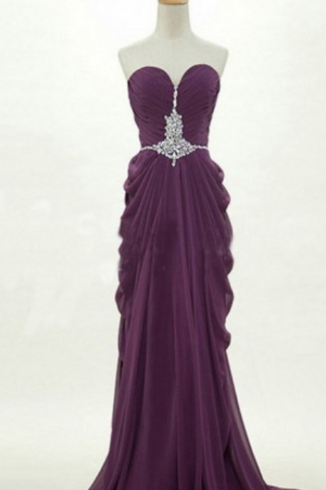 Grape Purple Prom Dresses,backless Prom Dresses,long Elegant Prom Dresses,chiffon Prom Dresses