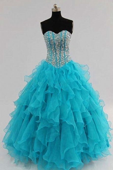 Evening dresses, party dress,turquoise prom dresses,Ball gown prom dresses,long