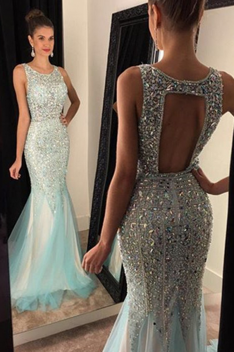 Sparkly Halter Prom Dress,mermaid Evening Dresses, Luxurious Sexy Long Dresses