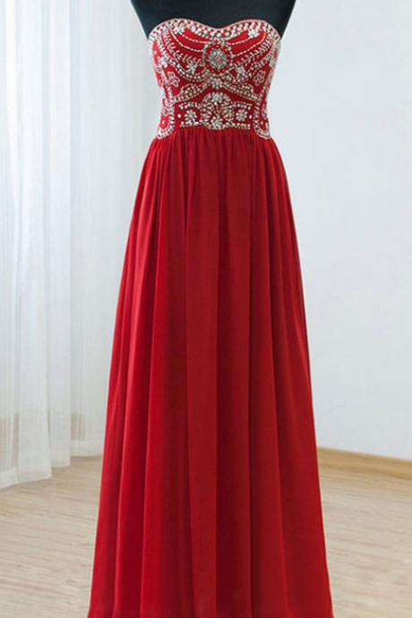 Empire Waist Red Backless Sexy Long Prom Evening Dress