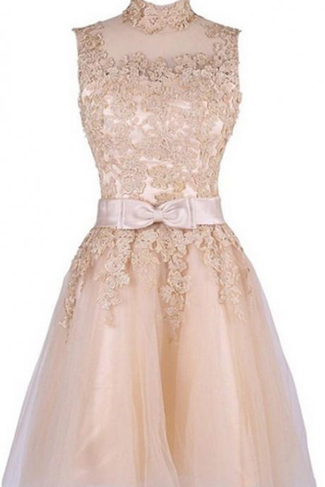 Bowknot Prom Dress,lace Homecoming Dress, Homecoming Dresses,