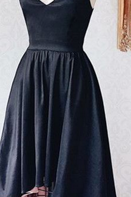 Black Deep V Neck Summer Party Sexy Strapless Homecoming Dress