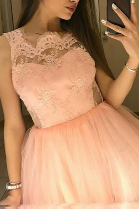 Lovely Pink Short Homecoming Dresses, Pink Formal Dresses, Short Prom Dresses