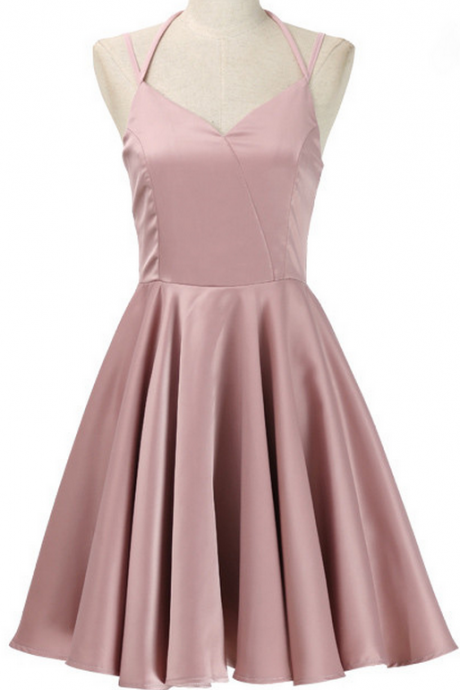 Sexy Pearl Pink Straps Short Women Dresses, Short Party Dresses, Pink Women Dresses