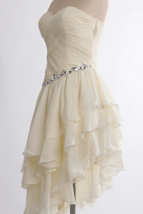 Adorable Ivory Asymmetrical Prom Gown, Prom Dress Homecoming Dresses, Graduation Dresses