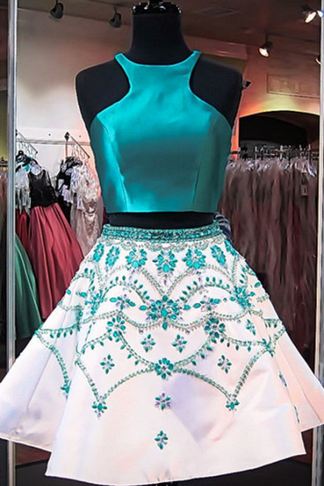 Two Pieces Prom Dress,beaded Prom Dress,fashion Homecoming Dress,sexy Party Dress,custom Made Evening Dress