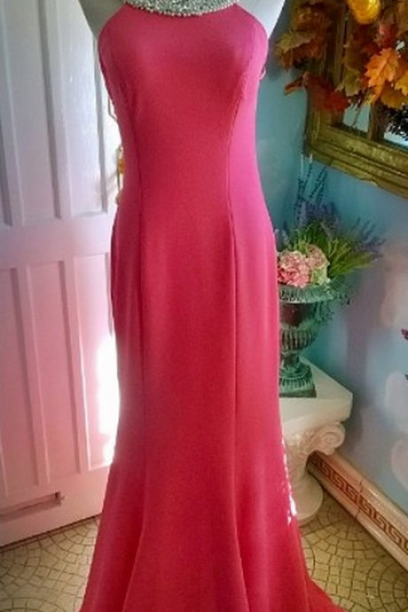 Pink Backless Prom Dresses,open Back Prom Gowns, Pink Prom Dresses, Party Dresses