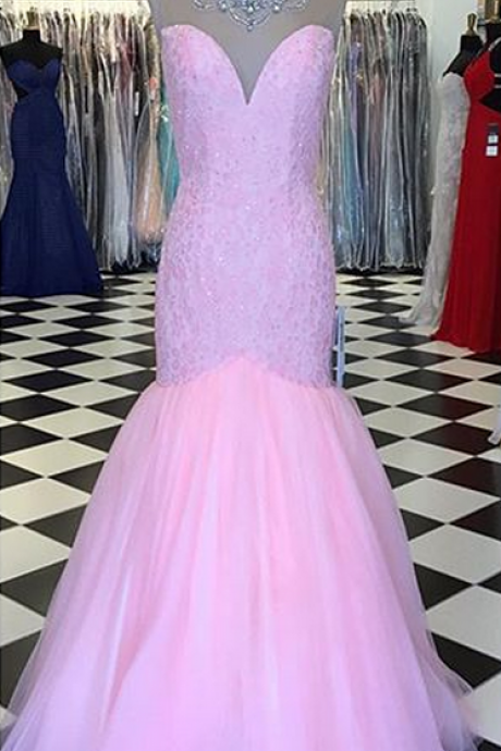Prom Gown,pink Prom Dresses,sparkle Evening Gowns,mermaid Formal Dresses