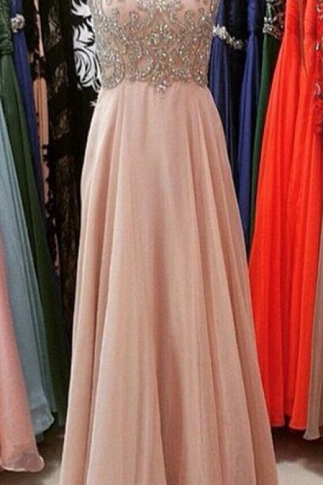  Prom Dresses,Blush Pink Evening Gowns,Sexy Formal Dresses,Chiffon Prom Dresses