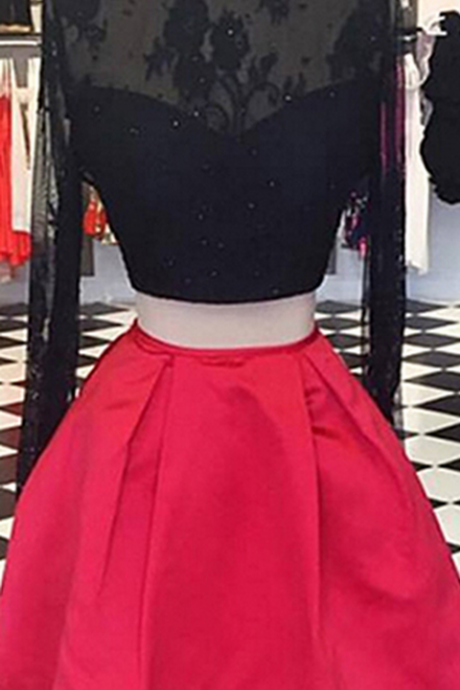 Two Pieces Homecoming Dress,long Sleeves Homecoming Dress,pretty Homecoming Dress,