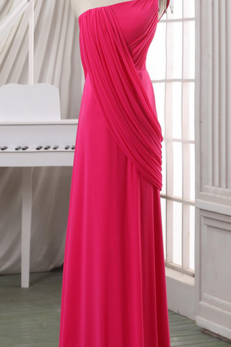 Prom Dresses,evening Dress,party Dresses,one Shoulder Pink Prom Dress Maxi Dress,floor Length Custom Chiffon