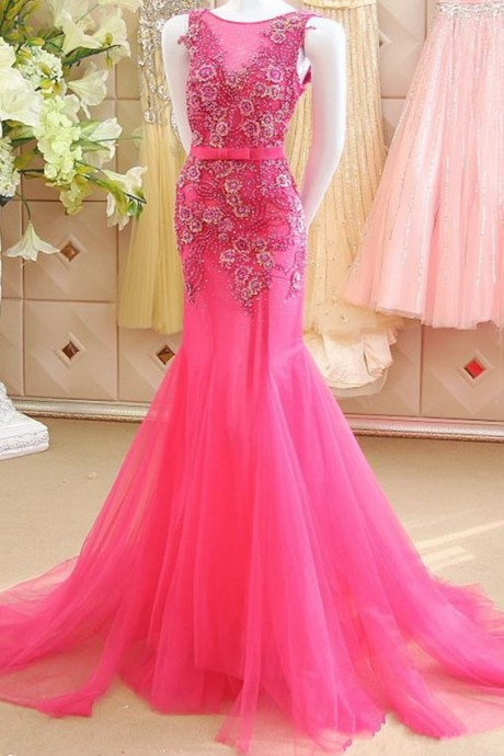 Appliques Prom Dress,mermaid Prom Dress,luxury Prom Dresses,flowers Prom Dress,shiny Prom Dress,