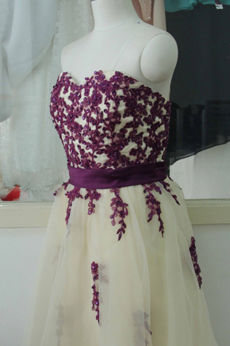 Bundr A-line Lace Applique Wedding Dress Satin Sash Wedding Dress Custom
