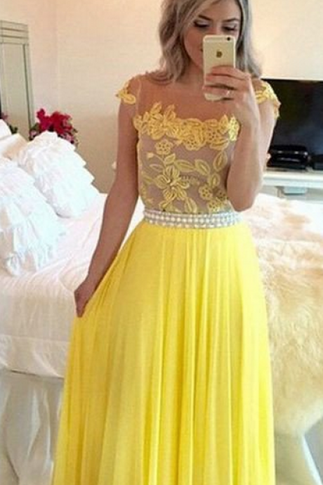 Yellow Prom Dress,lace Prom Dresses,long Prom Dress,evening Dress,charming Prom Dress