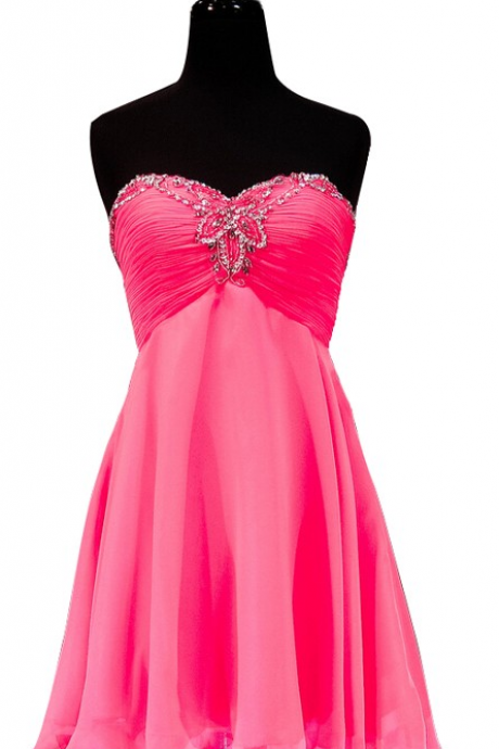 Pink Homecoming Dresses Zippers Sleeveless Chiffon Mini Sweetheart Neckline Empire