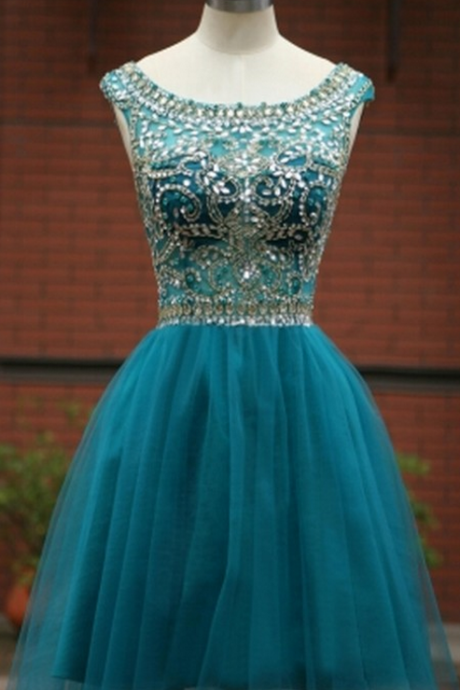 Blue Homecoming Dresses Laced Up Sleeveless Lace Above-knee Bateau A Lines