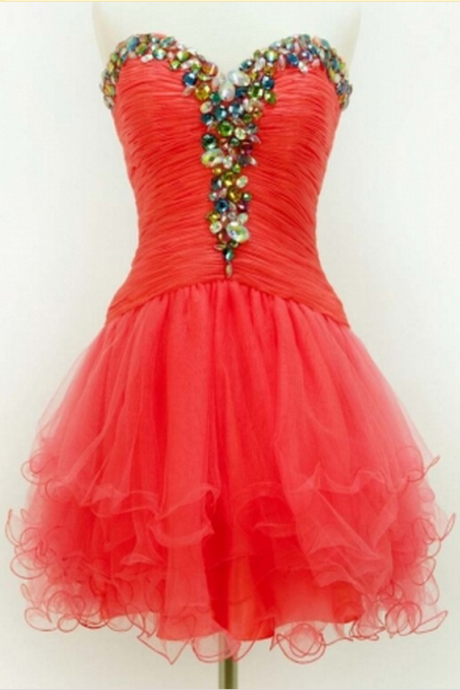 Sleeveless Red Homecoming Dresses Aline Lace Above-knee Sweetheart Neckline Laced Up Aline