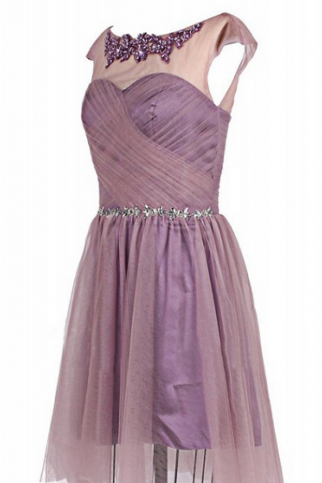Capped Sleeves Pink Organza Homecoming Dresses A Lines Lace Above Knee Bateau Appliques A Lines
