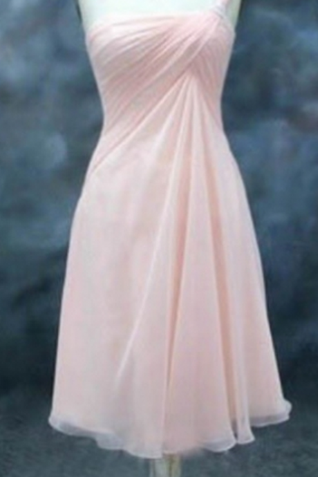 Zipper Pleated Chiffon Short/mini One-shoulder A-line Sleeveless Homecoming Dress Dresses