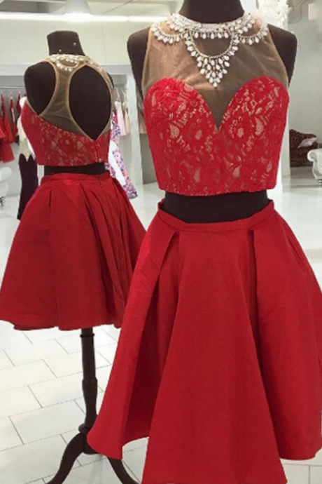 Backless Beading Satin Short/mini Jewel A-line Sleeveless Homecoming Dress Custom Made Dresses