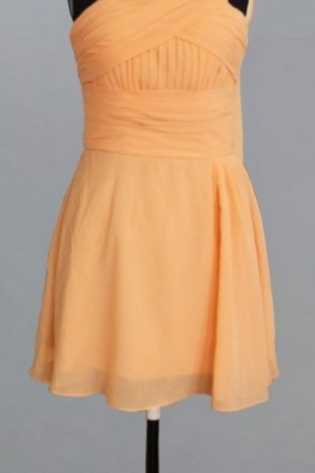 Short A-line Sleeveless Zipper One-shoulder Chiffon Short/mini Homecoming Dress