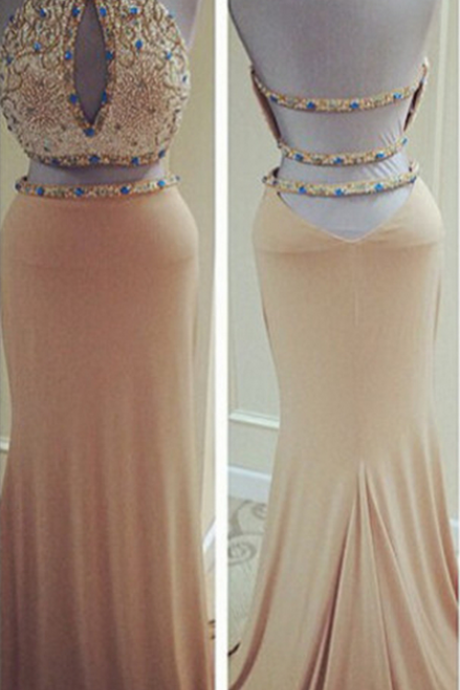 Two Piece Fitted Kiss Formal Mermaid Sexy Backless Prom Dresses Halter,prom Dresses