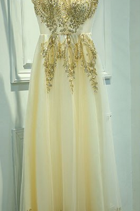 Charming Appliques And Beaded Prom Dress,elegant Evening Dress,long Party Dresses,