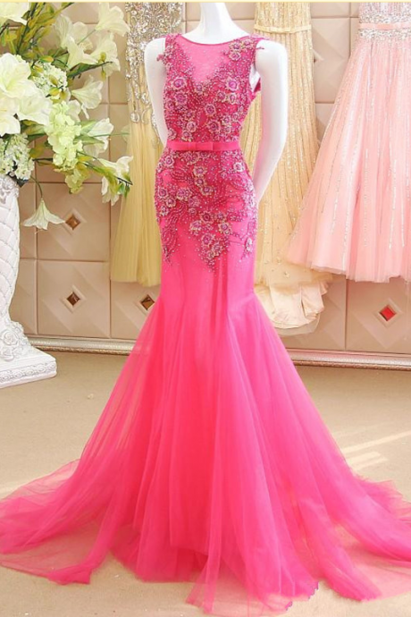 Appliques Prom Dress,mermaid Prom Dress,luxury Prom Dresses,flowers Prom Dress,shiny Prom