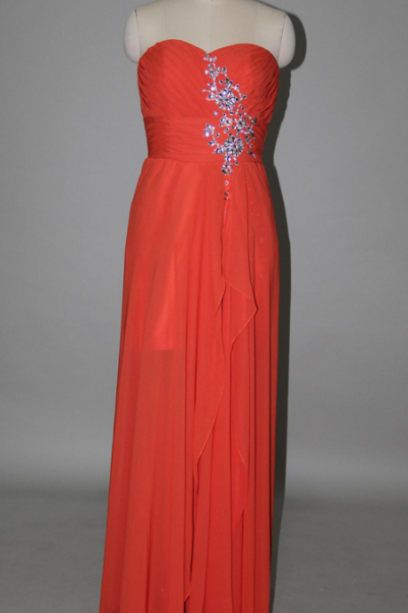 Handmade Floor Length Slipt Red Beadings Prom Dresses, Made To Order Red Prom Dresses, Red Prom Dresses