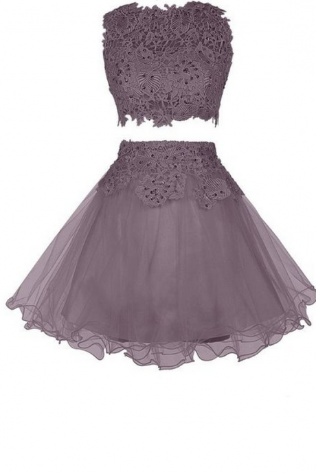 Lovely Cute Prom Dress,short Prom Dress,grey Homecoming Dress,lace Graduation Dress