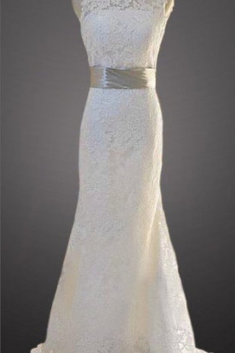 Style Vintage A Line Lace Wedding Dress Bridal Gown Satin Sash Bridesmaid Dress Evening Prom Dress