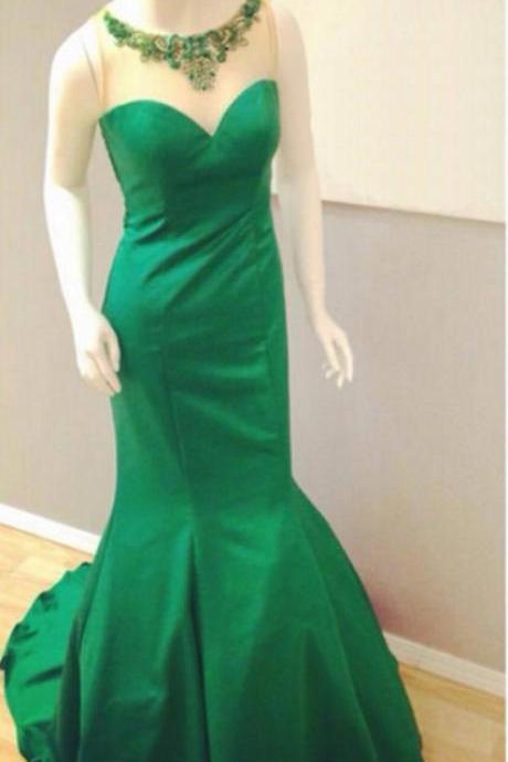 Evening Dresses,green Prom Dress, Off Shoulder Elegant Prom Dress, Mermaid Handmade Prom Dress, Modest Prom Dress