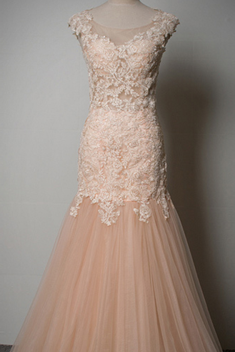 Vintage Sexy Champagne Long Gown, Gown