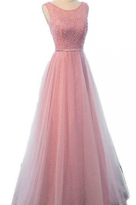 Pink Long Prom Dresses Vestido De Festa Longo Floor Length Lace-up Back Sequin Tulle Open Back Dress Party Fast