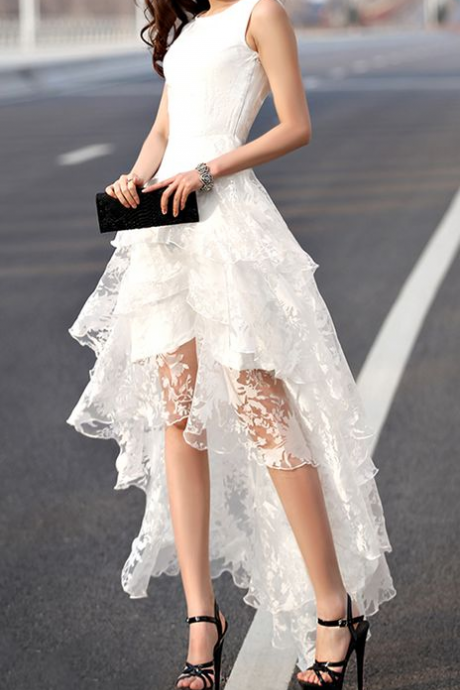 Layered Lace Prom Dress,bodice Prom Dress,white Prom Dress,fashion Prom Dress,sexy Party Dress
