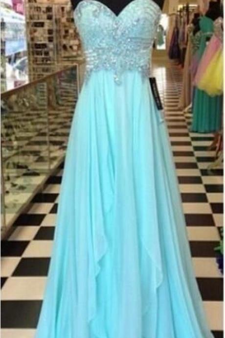 Strapless Long Beaded Chiffon Prom Dress with Draping Skirt