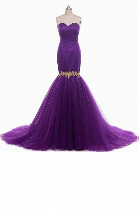 Special Occasions Purple Mermaid Strapless Sweetheart Prom Wedding Dress Formal Dresses