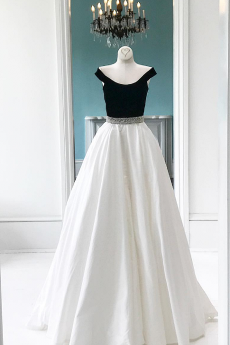Off-the-shoulder Beaded Long Princess Ball Gown, Prom Dress, Evening Dress