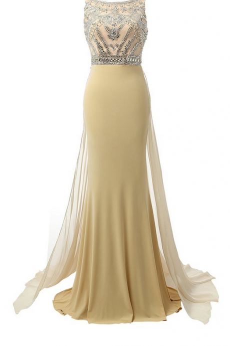 Style Beaded Long Chiffon Evening Dress,formal Women Prom Dress,a Line Beaded Prom Dress