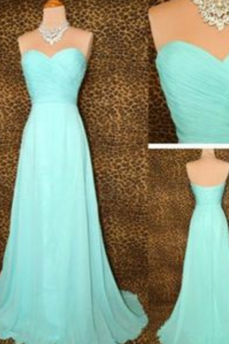 Bridesmaid Gown,Pretty Blue Prom Dresses,Chiffon Prom Gown, Simple Bridesmaid Dress