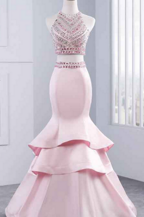 Long Prom Dresses, Sexy Prom Dresses, Two Piece Party Prom Dresses, Beading Prom Dresses, Prom Dresses