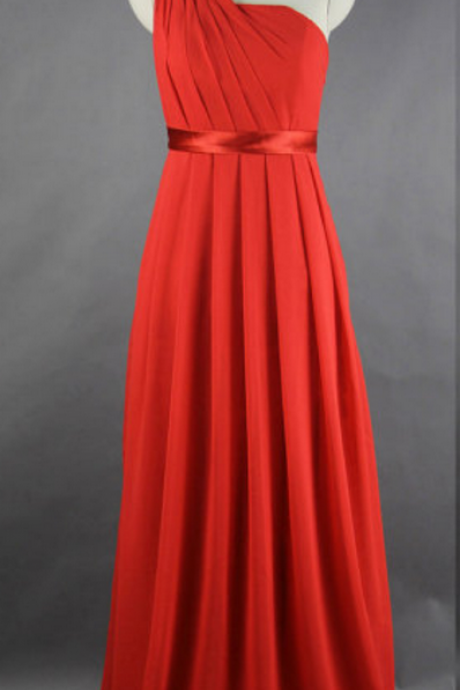Red Prom Dress,New One-Shoulder A-Line Prom Dresses,Long Prom Dresses,Cheap Prom Dresses, Evening Dress
