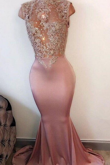 Beaded Prom Dress,Sexy Prom Dress,Custom Prom Dress, High Collar Fitted Prom Dress