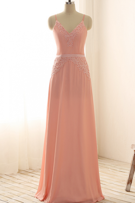 Charming Prom Dress,spaghetti Straps Prom Dress,chiffon Evening Dress,sleeveless Evening Dresses