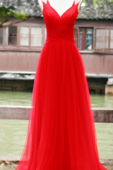 Charming Evening Dress,red A Line Evening Dresses,long Prom Dress,sexy Prom Dresses,formal Dress